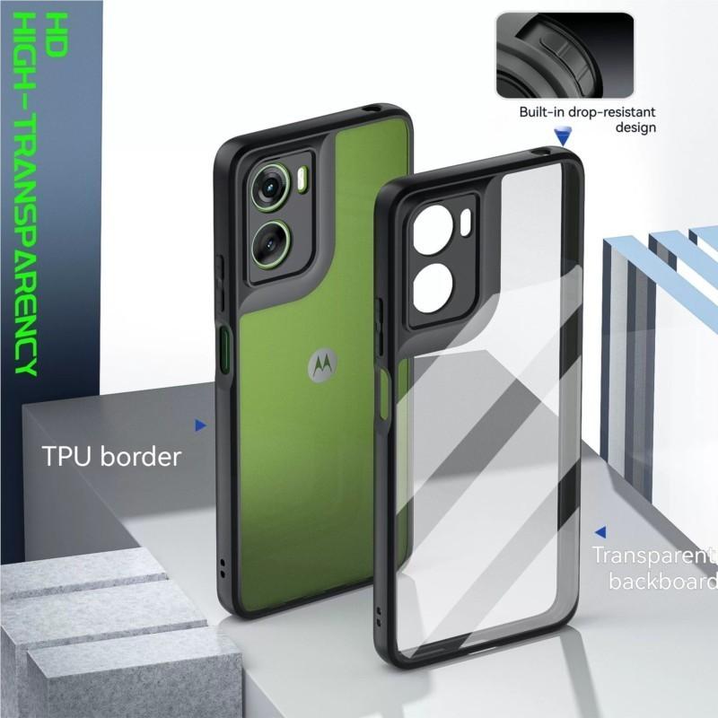 Для Motorola Moto G06 Чехол Для Motorola Moto G06 TPU Чехол Противоударный TPU прозрачный черный каркас Чехол Для Motorola Moto G06