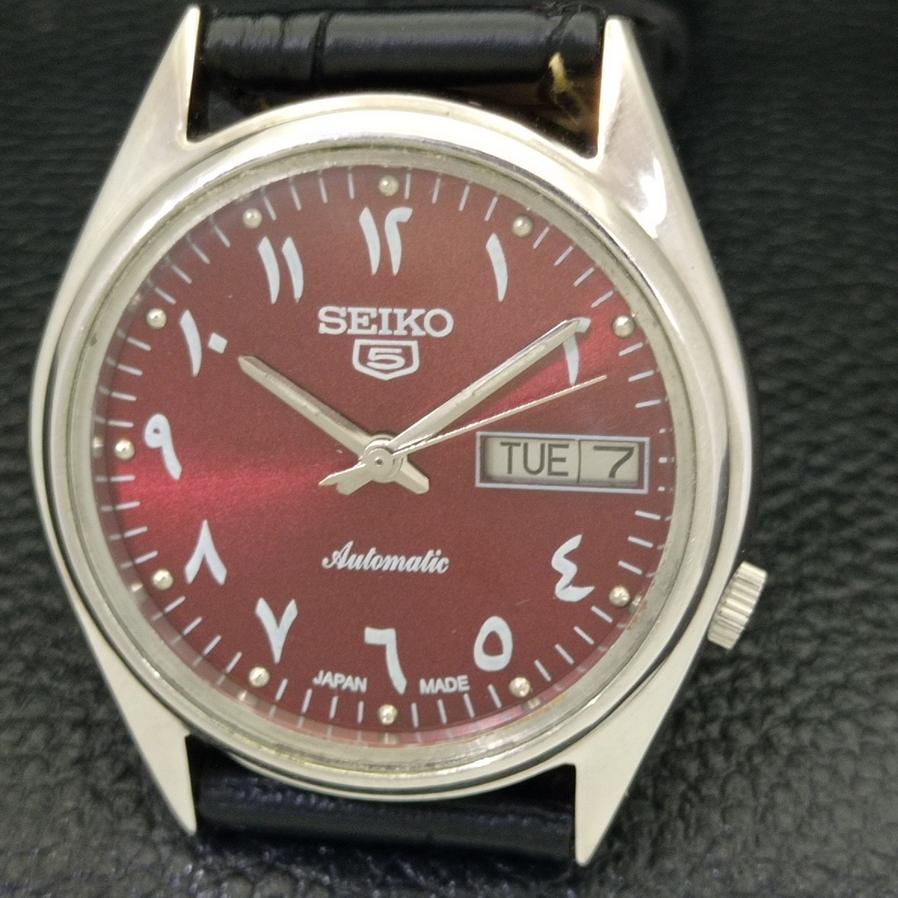 ПОДЕРЖАННЫЕ МУЖСКИЕ АВТОМАТИЧЕСКИЕ ЧАСЫ SEIKO 5 7009A ДЕНЬ/ДАТА ЯПОНИЯ КРАСНЫЙ ЦИФЕРБЛАТ a427898-2 R1054-a427898