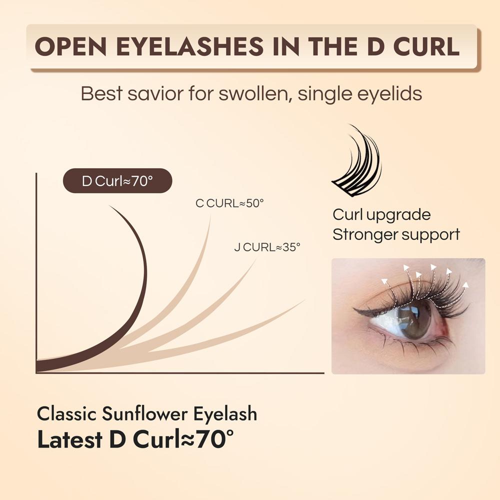 BQI Ультра-завитые накладные ресницы Sunflower D Curl, увеличенный макияж глаз, большой объем 120 пучков ресниц