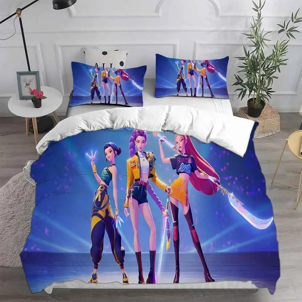 KPop D-Demon Hunters EU Single Halloween Costume Bedding Set - 2-3 Piece Comforter Quilt Duvet Cover Pillow Case Sets