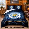 Постельное белье с узором Leicester City, комплект из 3 предметов, с возможностью персонализации имени, простыня и наволочки для домашней спальни