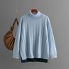 Two-Tone Jacquard Loose Slimming Long-Sleeve Knit Sweater, Autumn/Winter 2024
