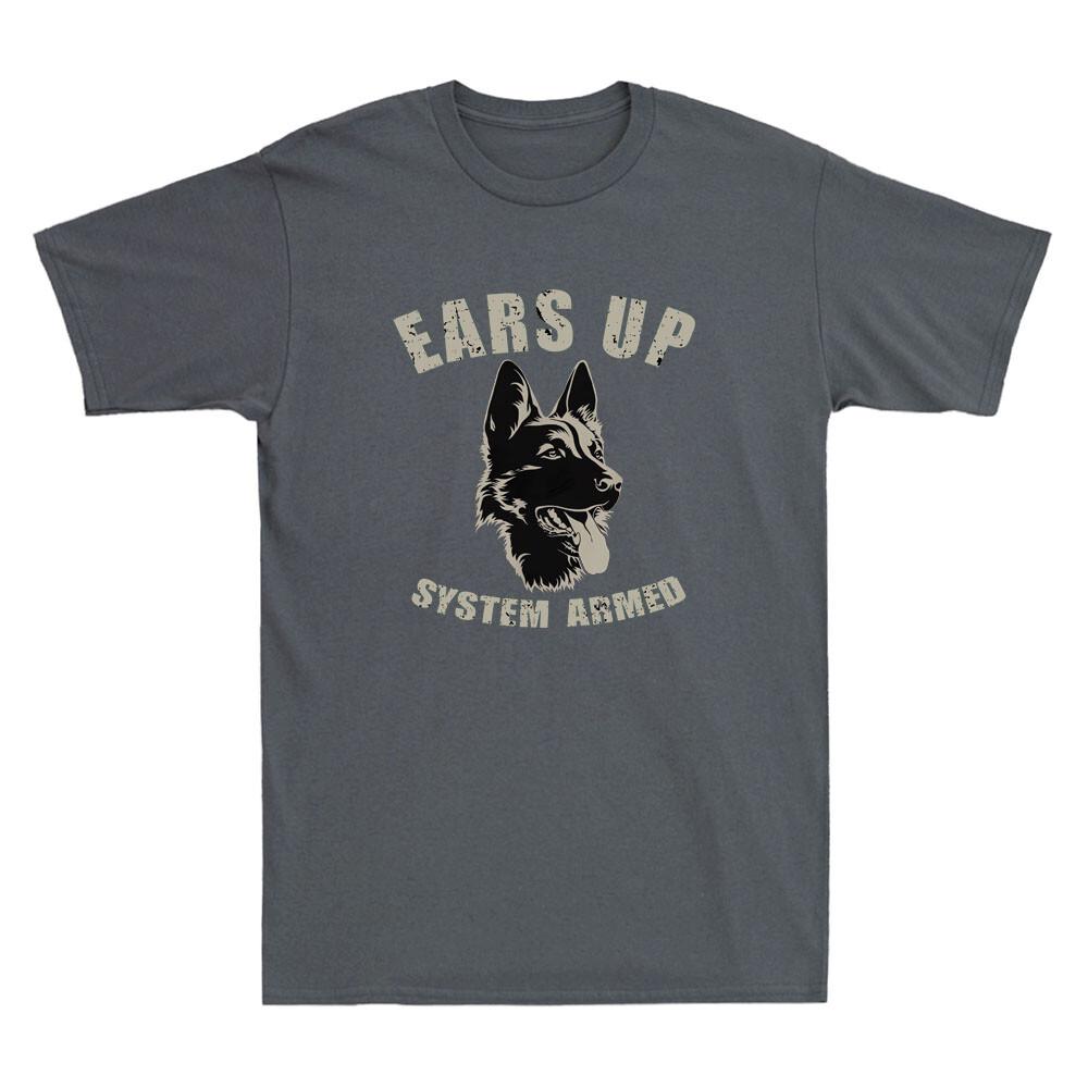 Ears Up System Armed Dog Lover Gift Animal Gerunisex Shepherd Vintage Unisexs Tshirt