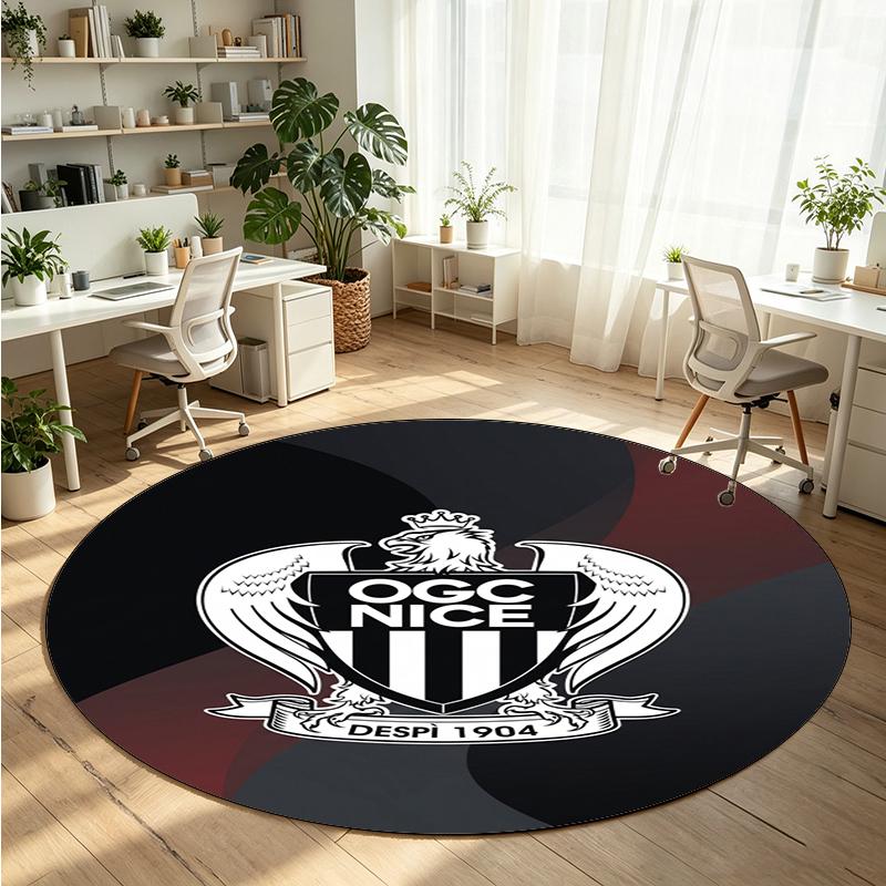 OGC Nice FC Printed Round Crystal Velvet Rug Soft Non Slip Floor Carpet For Bedroom Holiday Gift