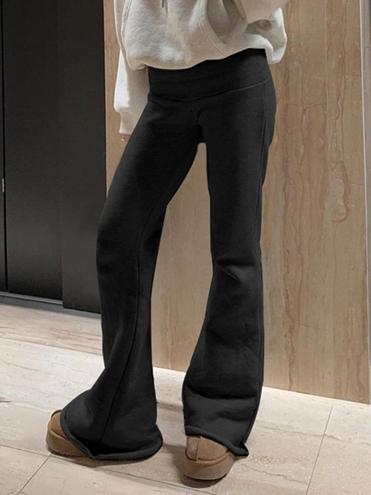 American Street High Waist Solid Color Flare Leggings: Slimming, Foldover Waist Sweatpants