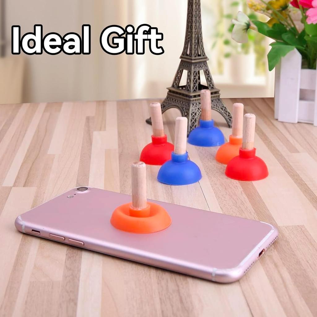 EVKILKJS 6PCS Toilet Plunger Shape Phone Holder Mini Colorful Plunger Holder Sucker Stand for Supporting Cellphone, Moblie Phone