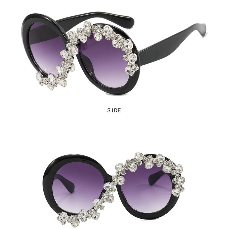 Женские солнцезащитные очки Защита от солнца Защита от ультрафиолета Мода Индивидуальность Ретро Бриллианты круглые Солнцезащитные очки в большой оправе Уличный снимок Вогнутая форма Путешествия
