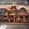 2D banner 1 piece Western pub scene suitable for birthdays festivals parties multiple sizes can be selected