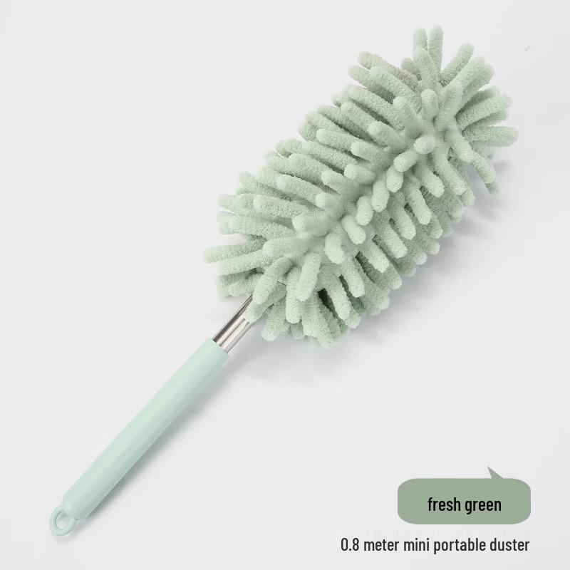 Telescopic Pole for Floor, Cabinet, and Ceiling Cleaning with Feather Duster and Dust Removal Features