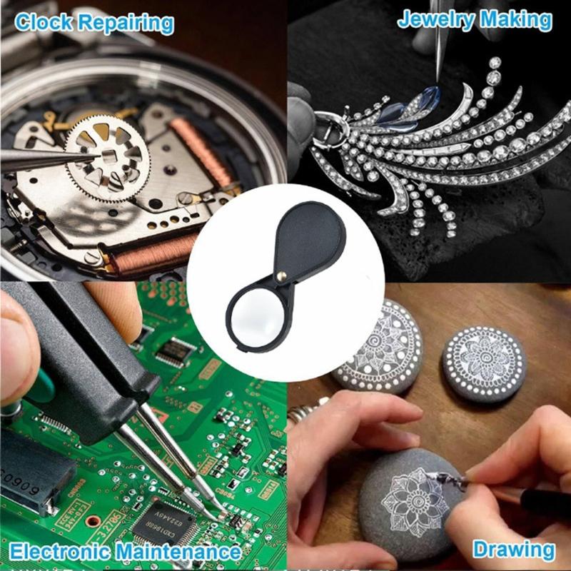 Портативные мини-лупы 10X складные для брелка лупа 2,56'' диаметр лупа