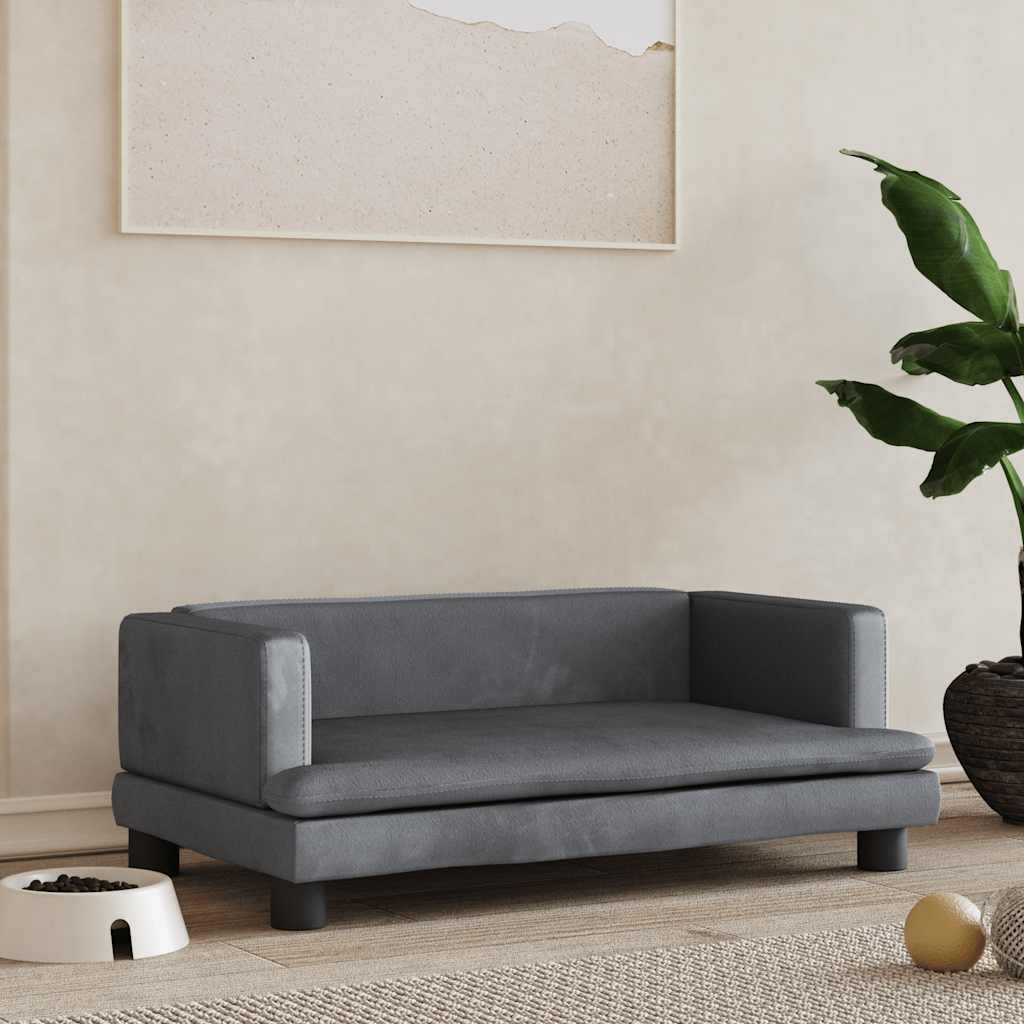 Dog Bed Dark Gray 80x45x30 cm Velvet