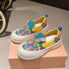 Fashion Women Platform Canvas Shoes 2024 New Fashion Casual Comfortable Round Toe Flats Girls Graffiti Cartoon Slip-on Sneakers Loafers