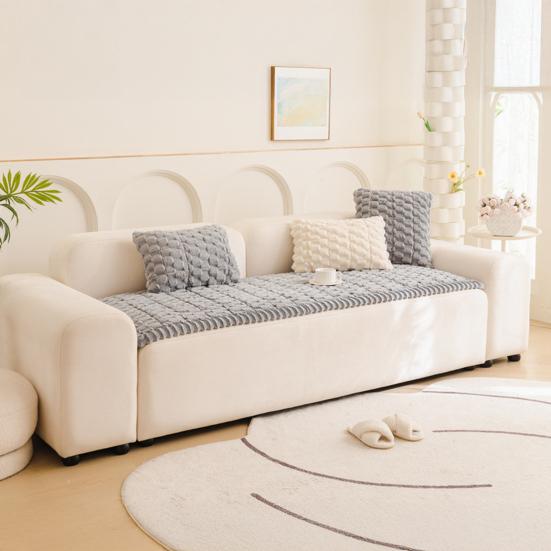Thick Plush Couch Cover Fuzzy Pet Couch Cover Winter Non Slip Warm Sofa Slipcover Couch Protector for Multiple Cushions