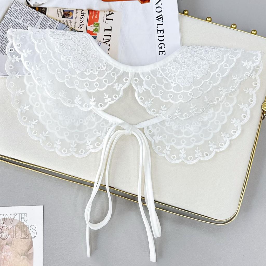 Весенне-осенняя вышивка кружево большой воротник декоративная рубашка одежда ложный воротник кружево ажурное кружево маленькая шаль лепестковый воротник