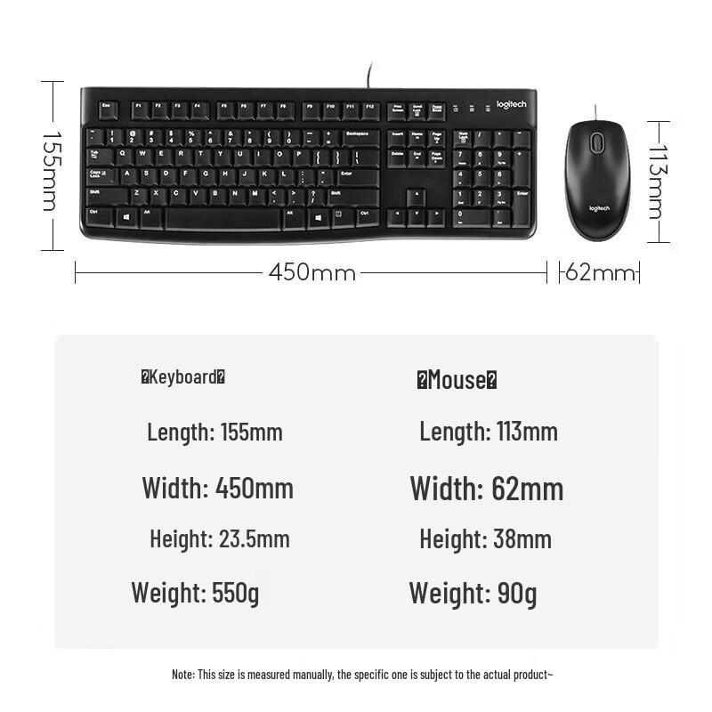 Logitech MK120 Полноразмерный проводной комплект клавиатуры и мыши