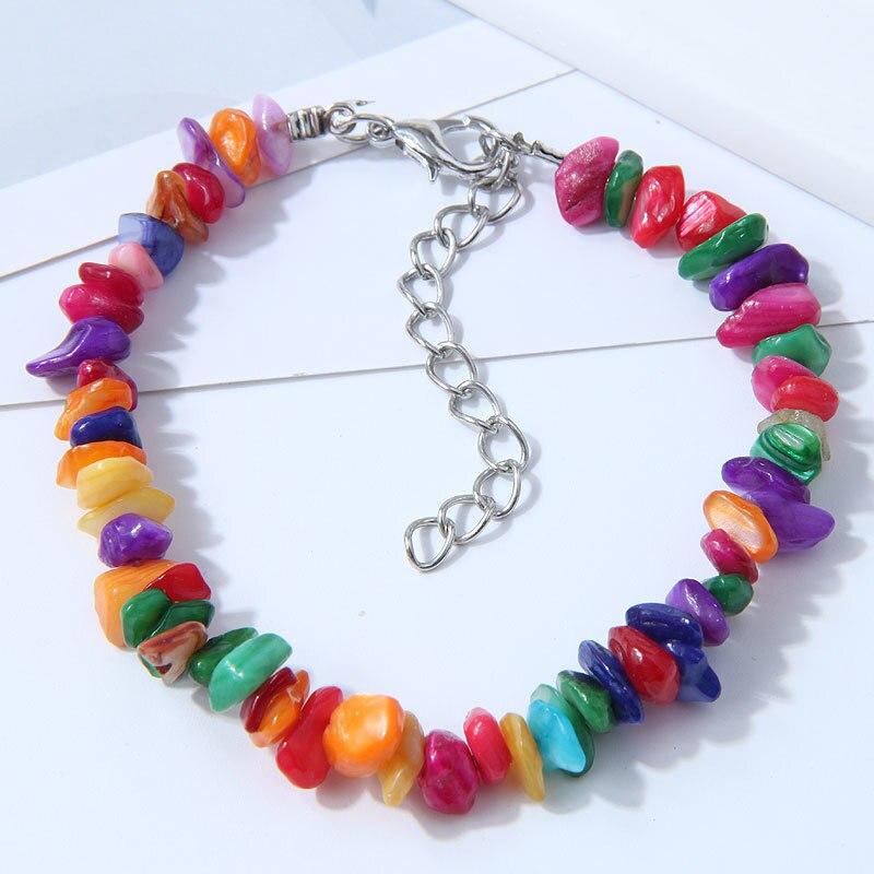 New Irregular Natural Crystals Chakras Stone Bracelet Beads Multicolor Gravel Strand Bracelets For Women Men Jewelry Accessories