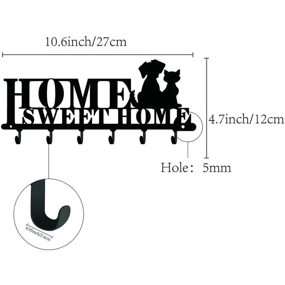 Настенный органайзер Sweet Home & Dogs Design с 6 крючками — стильное хранилище для ванной комнаты, прихожей и т. д.