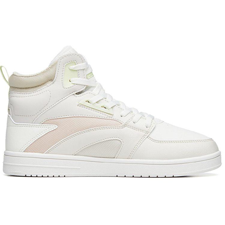 Anta Casual Slip Resistant Cushioning Abrasion Resistant High top Skateboard Shoes Women's Gray White Yellow 122238067-3