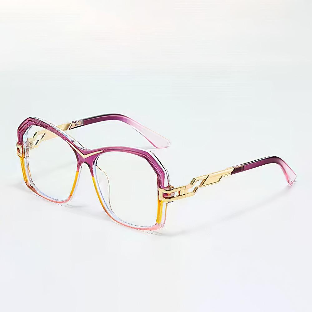 Anti Blue Light Glasses Oversized Frame Transparent Lenses Glasses Unique Metal Chain Modern High-end Women Computer Glasses