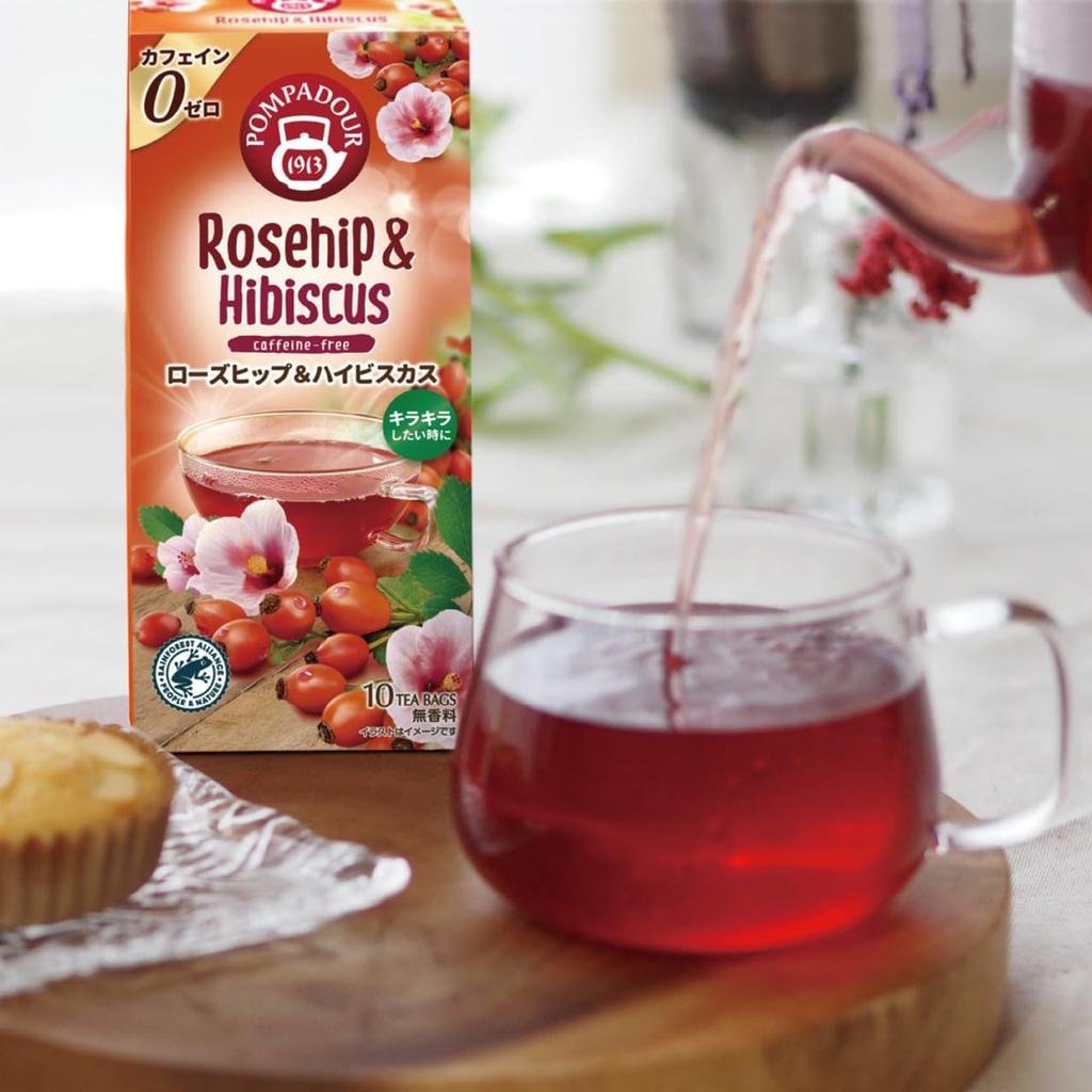 Japan Green Tea Center Pompadour Rosehip Hibiscus 10 Bags X 4 Packs &