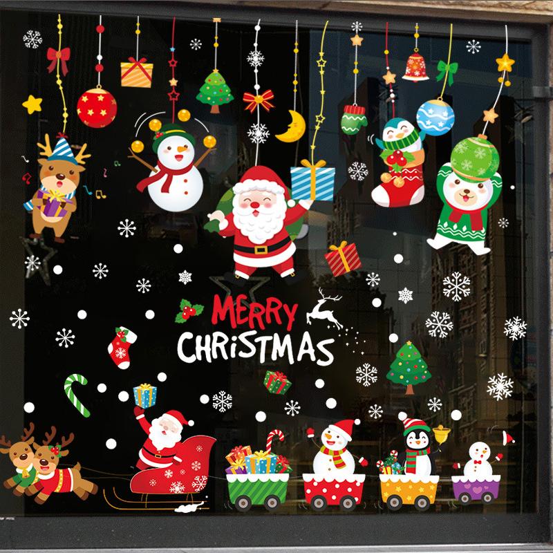 Рождественские наклейки на окна С Рождеством Декор для дома 2026 Детская комната Новый год Торговый центр Рождественские наклейки на окна