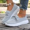 Fashion Summer Bright Color Knitted Mesh Sneakers Woman Comfortable Lace-up Net Sport Shoes Ladies Purple Grey Casual Flat Walk Shoes