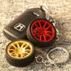 Zinc Zinc Alloy Wheel Rim Rubber Tire Keyring Simulation Tire Car Wheel Keychain Key Chain   Car Lover Gifts