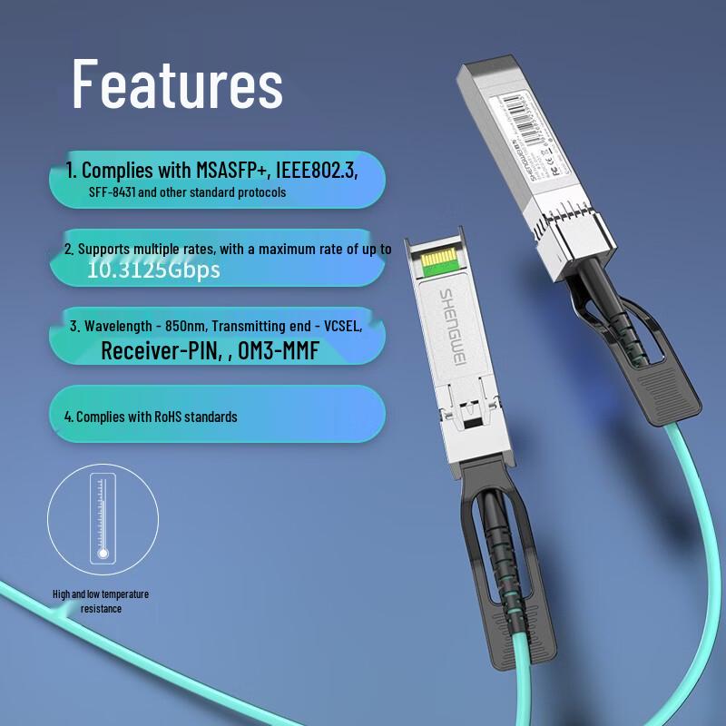 Активный оптический кабель Shengwei 10G SFP+