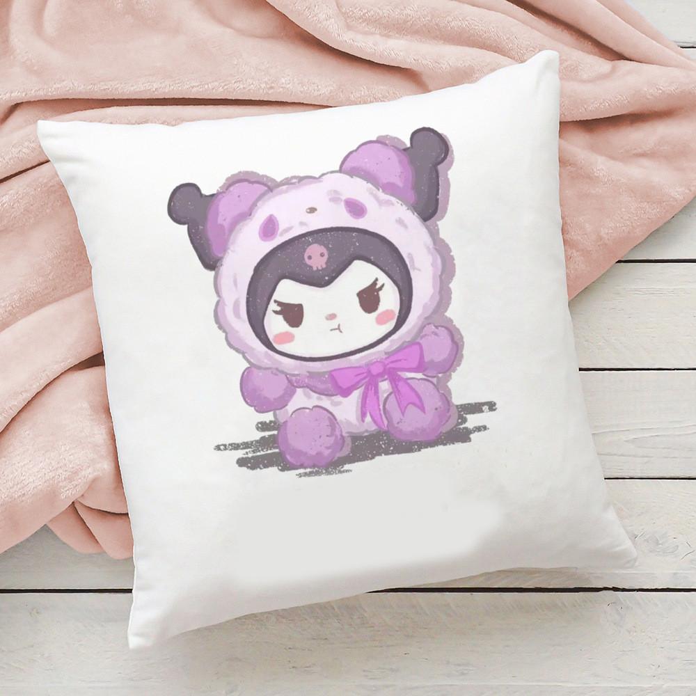 2026 New Cute Sanrio Cartoon Kuromi Doublesided Printed Square Bedroom Childrens Cushion Cover Sofa Waist Cushion Cover