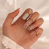 Popular Fingertip Ring Rhinestone Inlaid Dress Up Gift Geometric Nail Protective Cover Jewelry