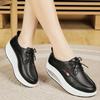 Women's Height Increase White Leather Wedge Sneakers Casual Thick Sole Loafers Girls Black Minimalist Maternity Shoes