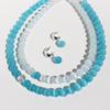 Cool And Elegant Sky Blue Opal Beaded Necklace Translucent White Moonlight Ot Buckle Collarbone Chain Earrings Set 389