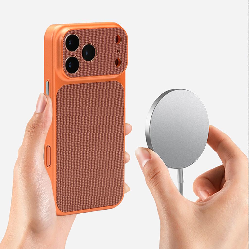 For iPhone 17 Pro Magnetic Case Fabric Texture PC Anti-Scratch Phone Cover Compatible with MagSafe
