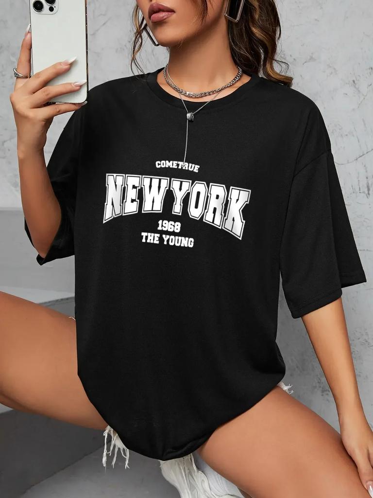 Shirts for Women 1968 The New York Is Young Women Tshirts Oversize Creativity Streettshirt Short Sleeve Clothes Graphic T Shirts