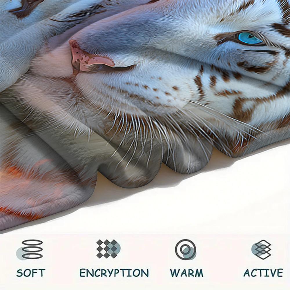 Фланелевое одеяло с принтом белого тигра, Высококачественное, Удобное для всех сезонов, Декор для дома, Тепло и уют, Идеально для рождественских подарков