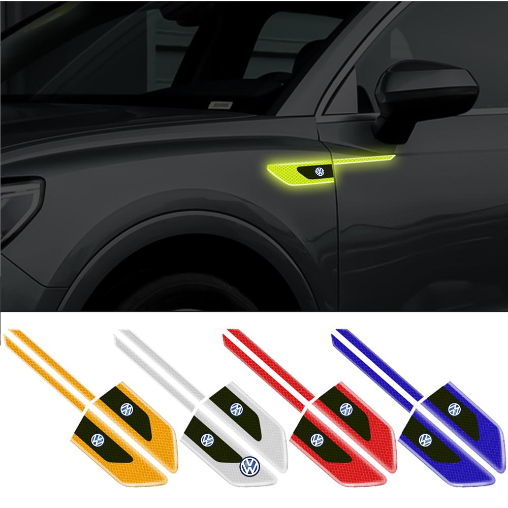 EFG1 For VW Rline Golf polo Jetta Bora CC MK4 2PCS Car Reflective Auto Truck Safety Warning Tape Bumper Secure Reflector Car Sticker