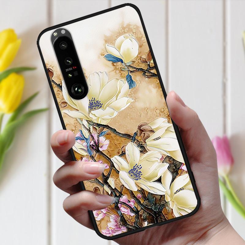 3D Тисненый Цветочный Чехол Для Sony Xperia 10 III Чехол Милый Рельефный Чехол Для Sony Xperia 1 III 5 III 10III Чехол На Телефон Coque Модный