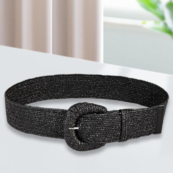 Соломенный пояс в стиле ретро, ​​богемный широкий ручной работы с пряжкой, летние женские брюки, платье, пояс, повседневное использование