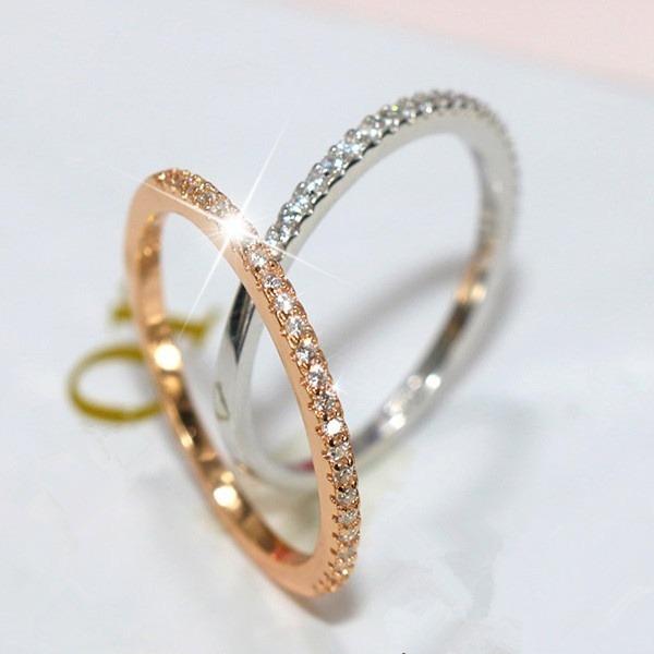 Модное тонкое кольцо с кристаллами для женщин