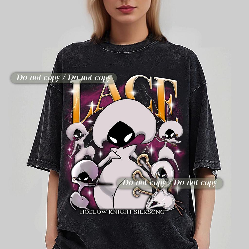 Vintage Wash Lace Hollow Knight Shirt Gaming Shirt Gothic Artwork Never Lose Hope Shirt Hornet Shirt