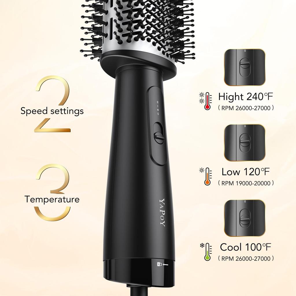 YAPOY Щетка для сушки волос Щетка для сушки феном горячим воздухом и средство для придания объема 2-в-1 Быстрая сушка для укладки волос для сушки, выпрямления и придания объема