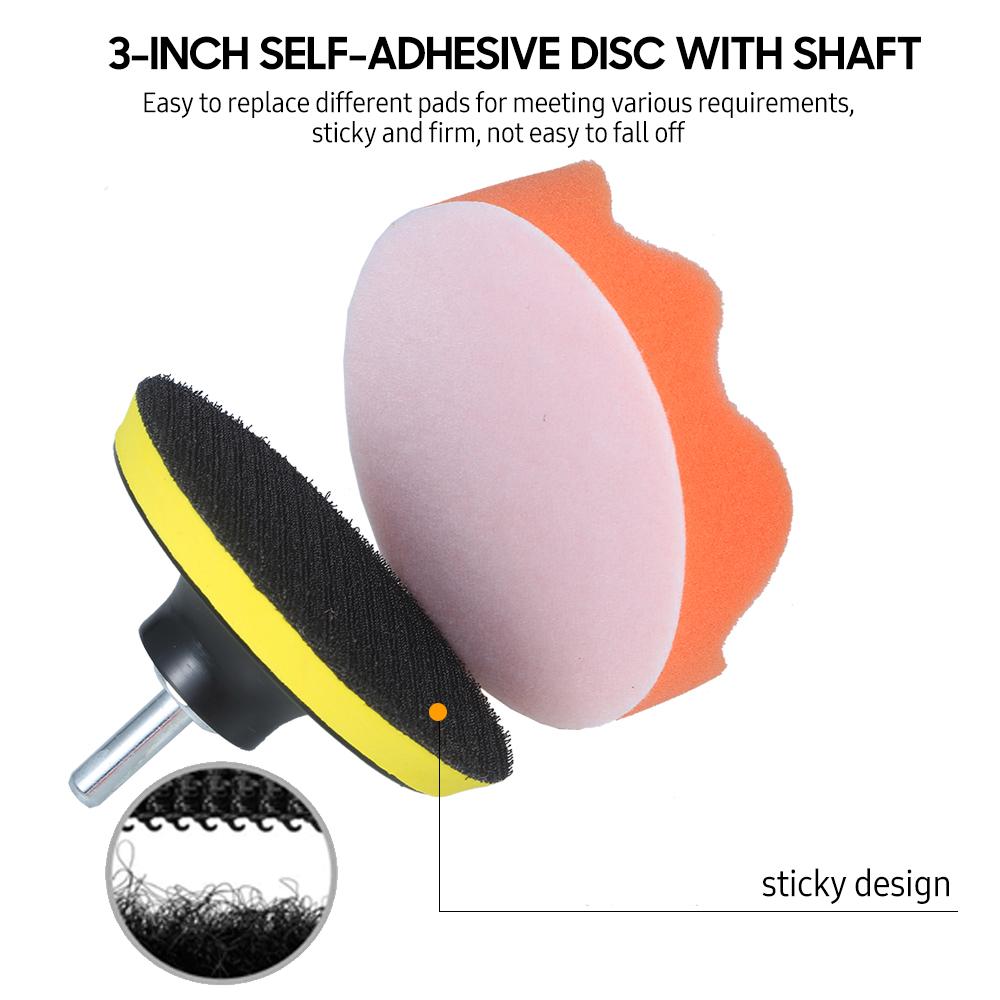 11 шт. 3-дюймовый комплект полировальных подушечек для автомобиля, пенящаяся полировка, вощеная губка, шерстяная подушечка с самоклеящимся диском