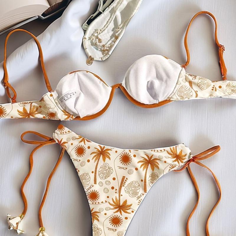 Новый Сексуальный Купальник Бикини с Принтом Женский Купальник Женский Купальник Тонг Комплект Бикини из Двух Частей Мини Микро Купальный Костюм Купальник Леди