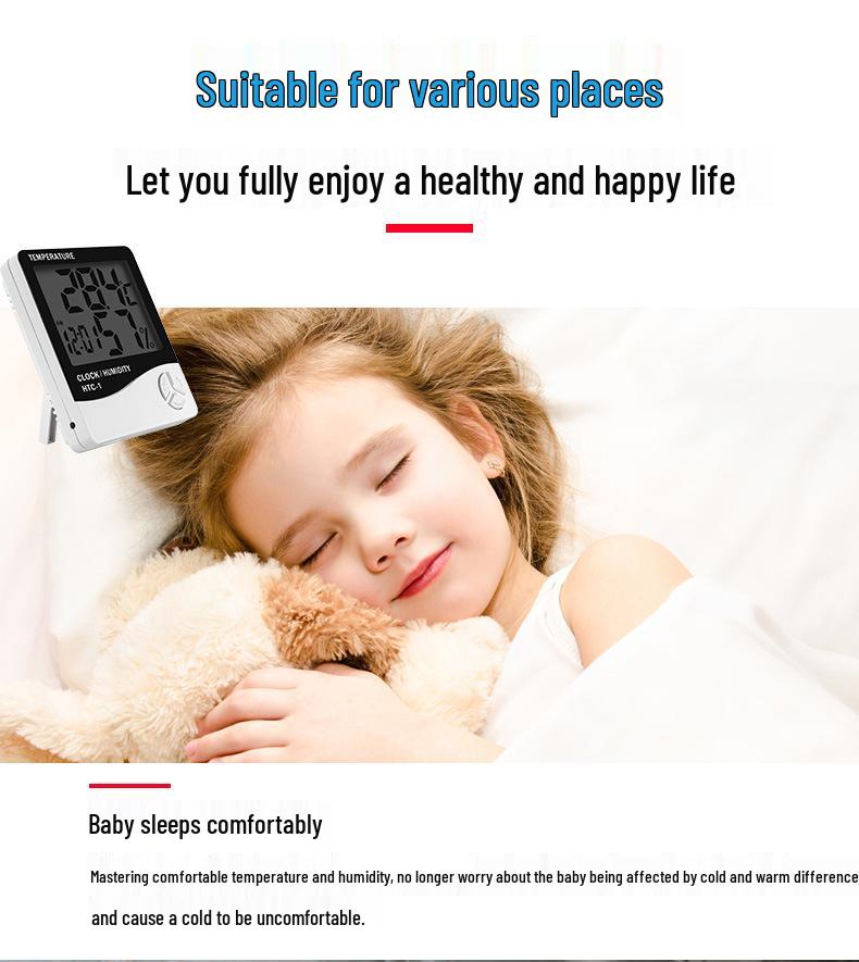 Термогигрометр HTC-2 с выносным датчиком - Цифровой дисплей влажности и температуры для помещения/улицы