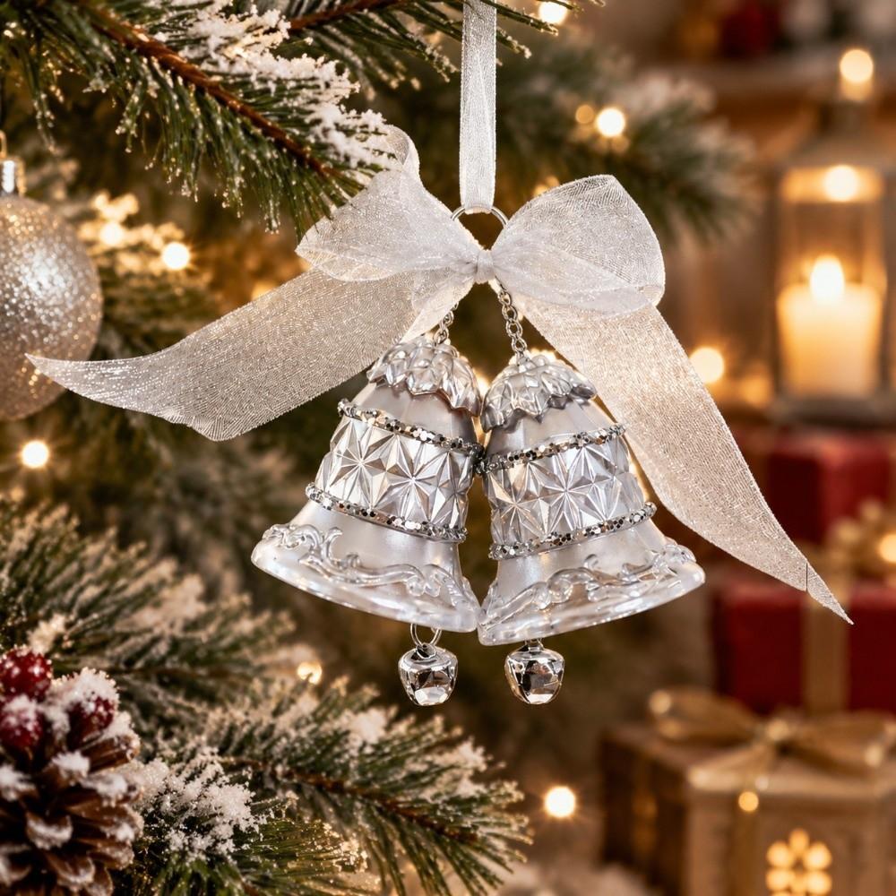 Exquisite Double Bells Pendant Translucent Xmas Finial Bell Pendants Christmas Tree