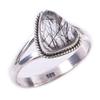 Natural Black Rutile Gemstone Handmade 925 Solid Sterling Silver Ring S.8 s0R46