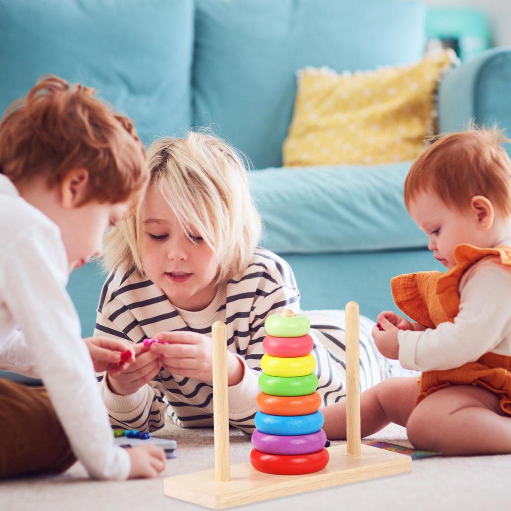 Tower of Hanoi Block Toy for Kids 3-6 Years Old Gifts Stacking Balance Toy Motor Skill for Babies Toddlers