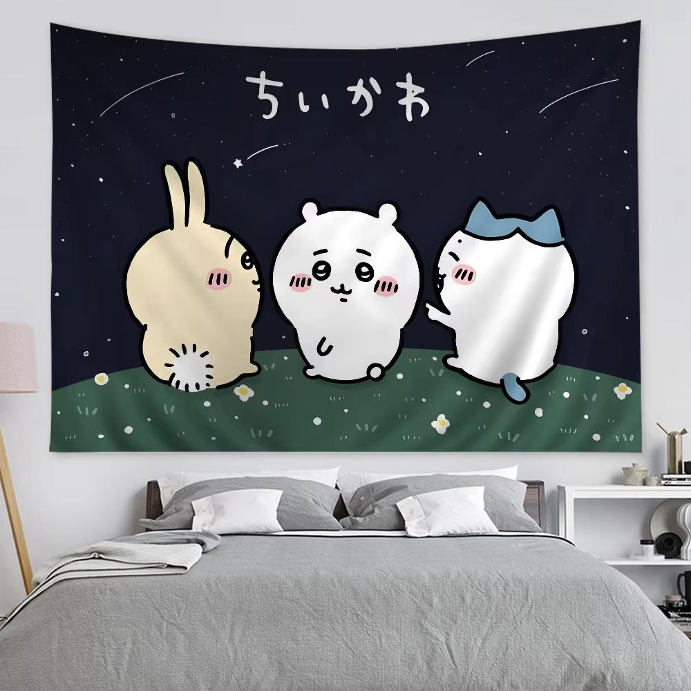 Kawaii Usaki Cute Chiikawa Cartoon Tapestry Room Decoration Home Decor Bedroom Wall Hanging Fabric