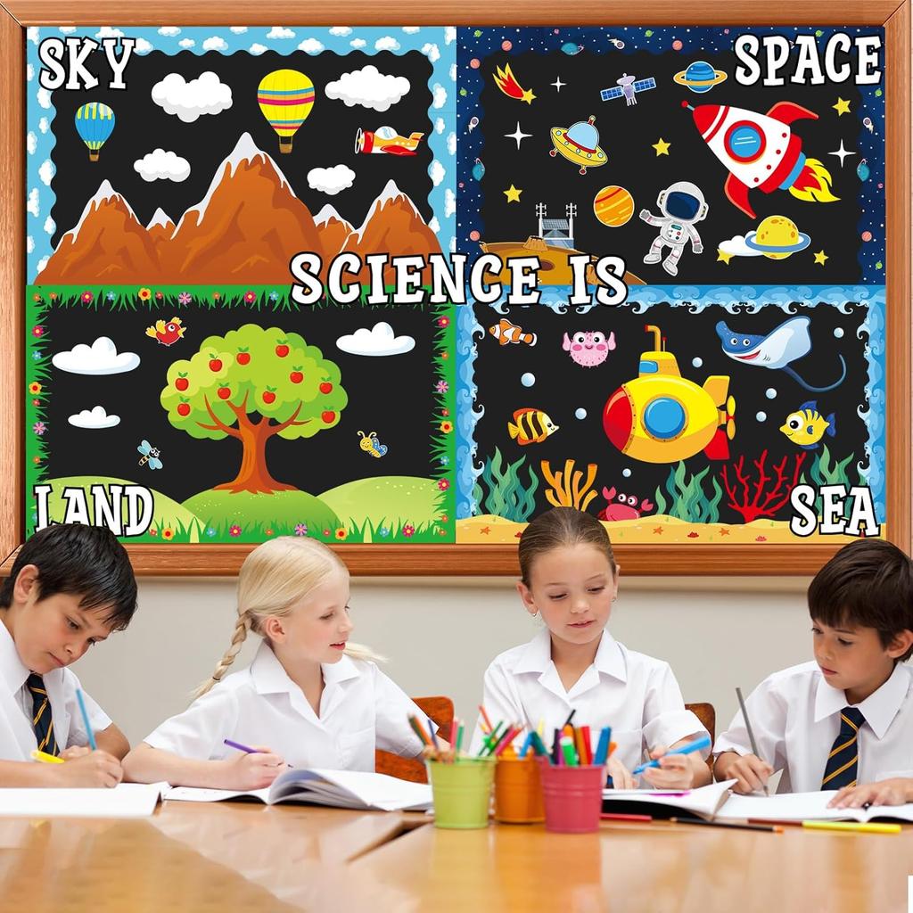 Science Bulletin Board Decorations Science is Everywhere Classroom Bulletin Board Set Sky Space Land Sea Theme Paper Cut Outs for Back to School