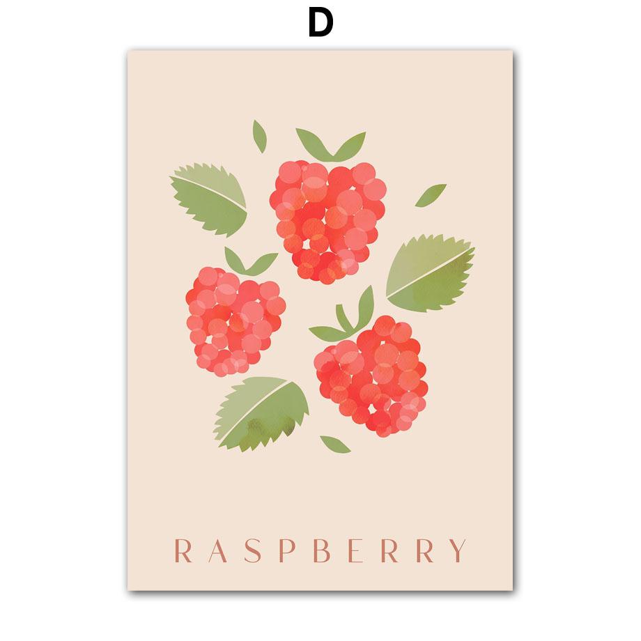 Грейпфрут Малина Вишня Банан Лимон Плакаты и принты Холст Картина Скандинавские настенные художественные картины для декора кухни